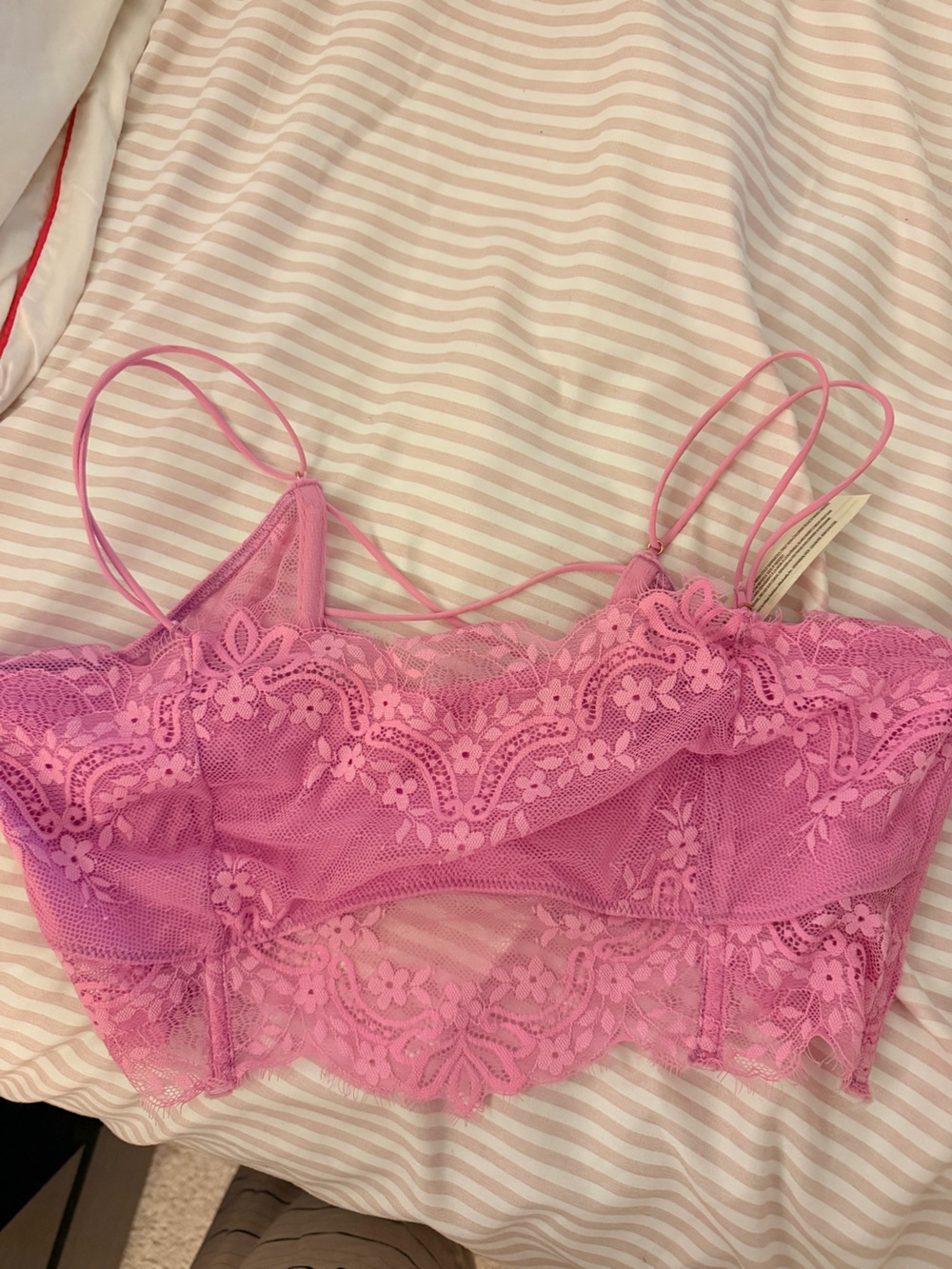Free People Pink Floral Lace Bralette